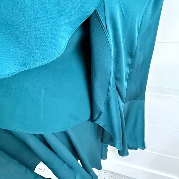 Express Teal Ruffle Hi-Low Maxi Dress Size 4 Formal Cocktail Party Preowned - Picture 5 of 12